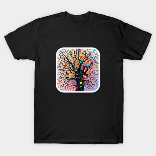 Abstract Neural Network Tree with Vibrant Synapses T-Shirt